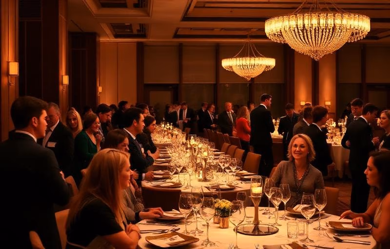 Convives trinquant lors d'une soirée d'entreprise festive, album souvenir partagé entre collègues
